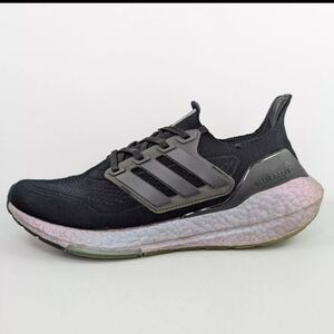 Adidas Ultraboost 21 Running Shoes Womens Size 9.5 Black Knit Sneakers FY0405